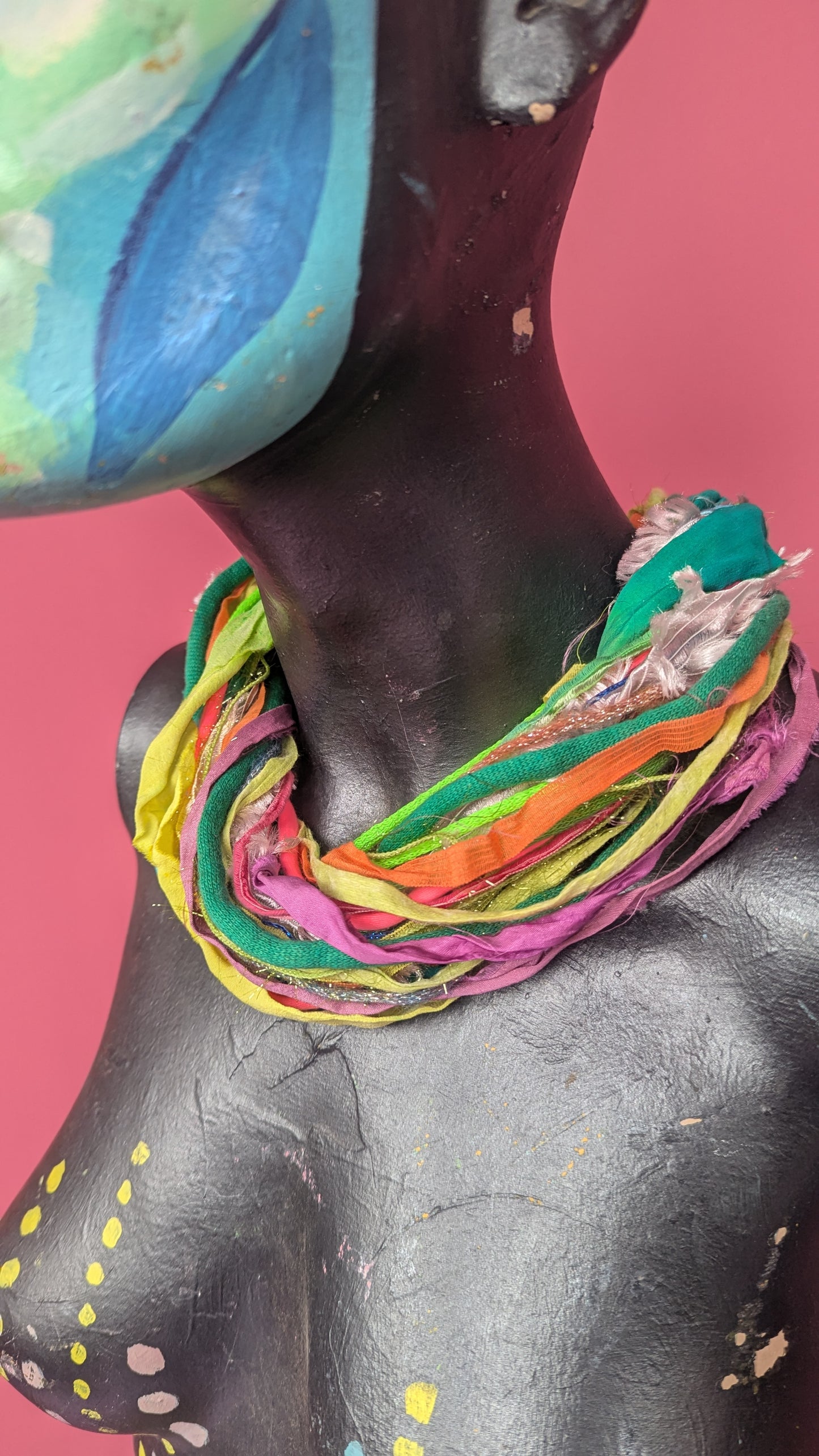 Silk Yarn Necklace in Citrus Spring
