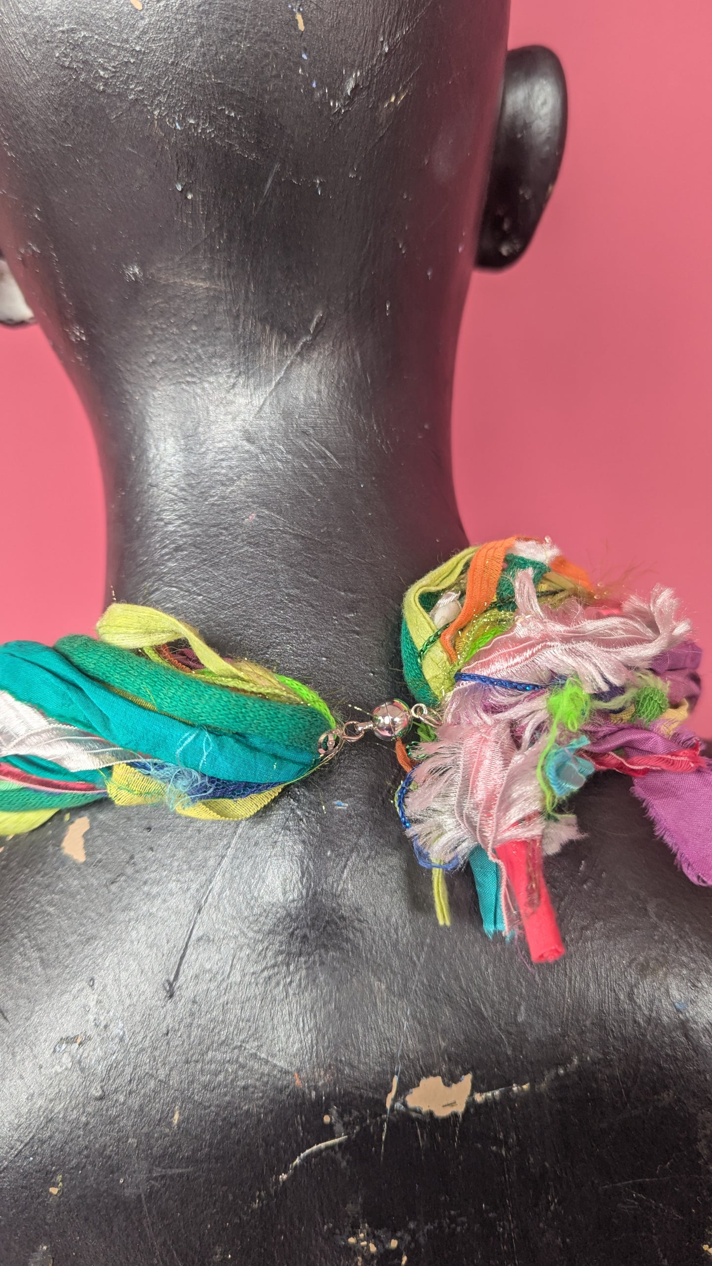 Silk Yarn Necklace in Citrus Spring