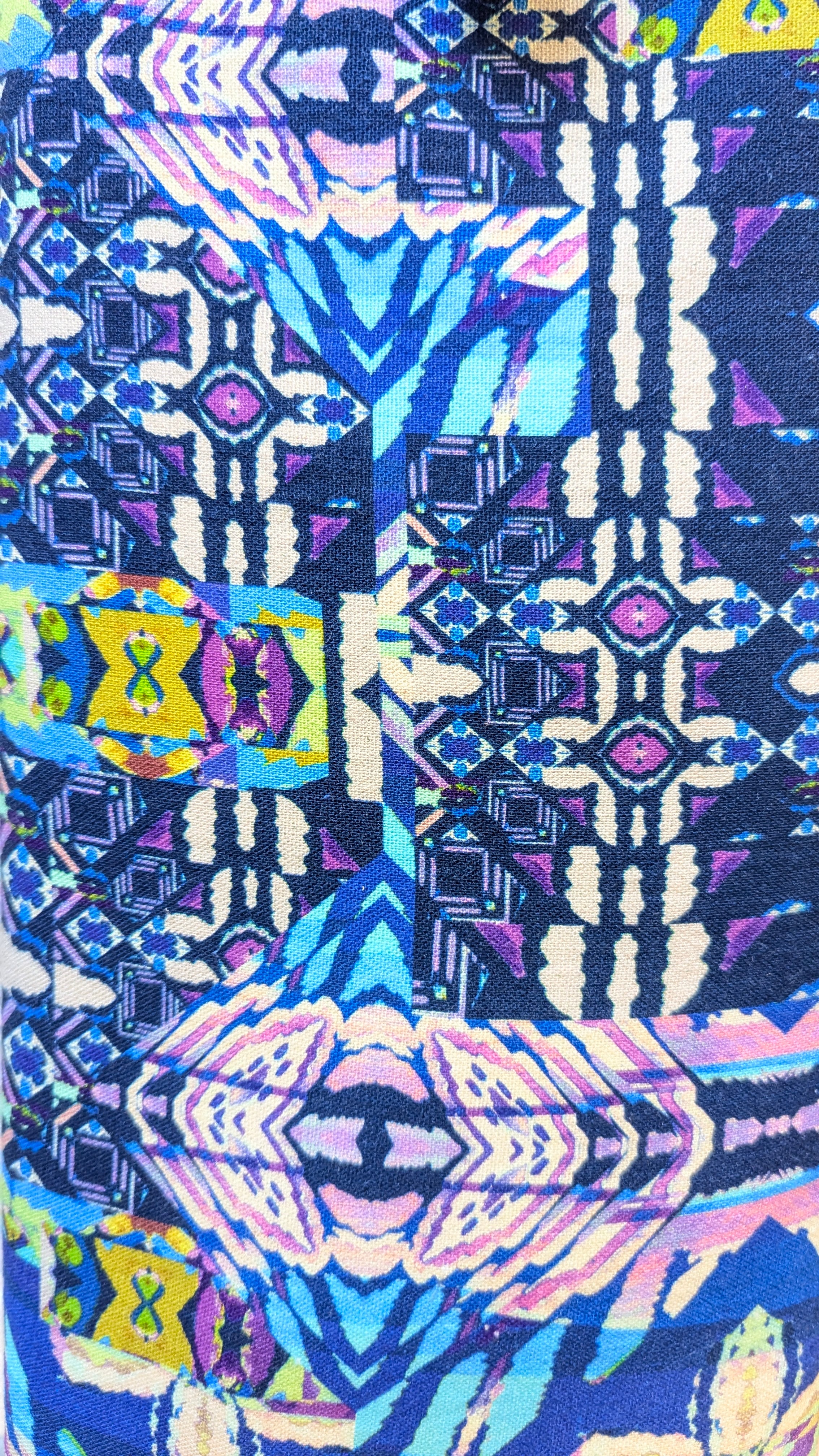 Tapered Trousers in Blue Aztec Linen - Megan Crook