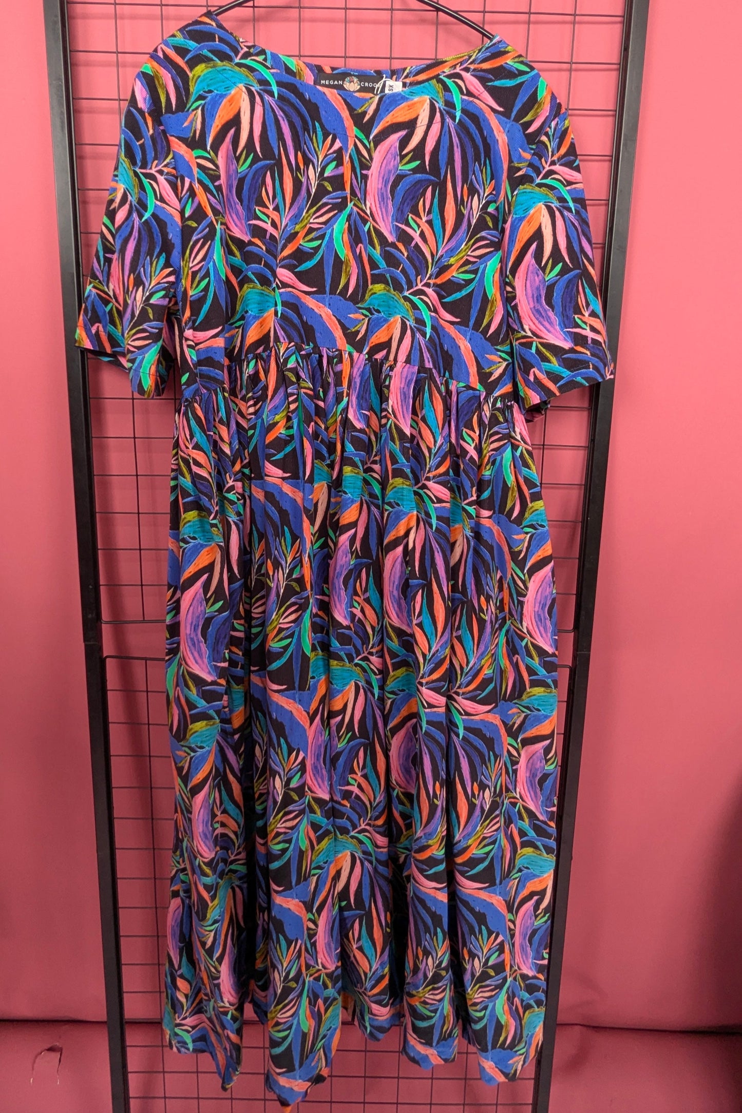 * Needlecord Smock Dress in Palm Leaves