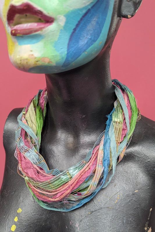 Silk Yarn Necklace in Spring