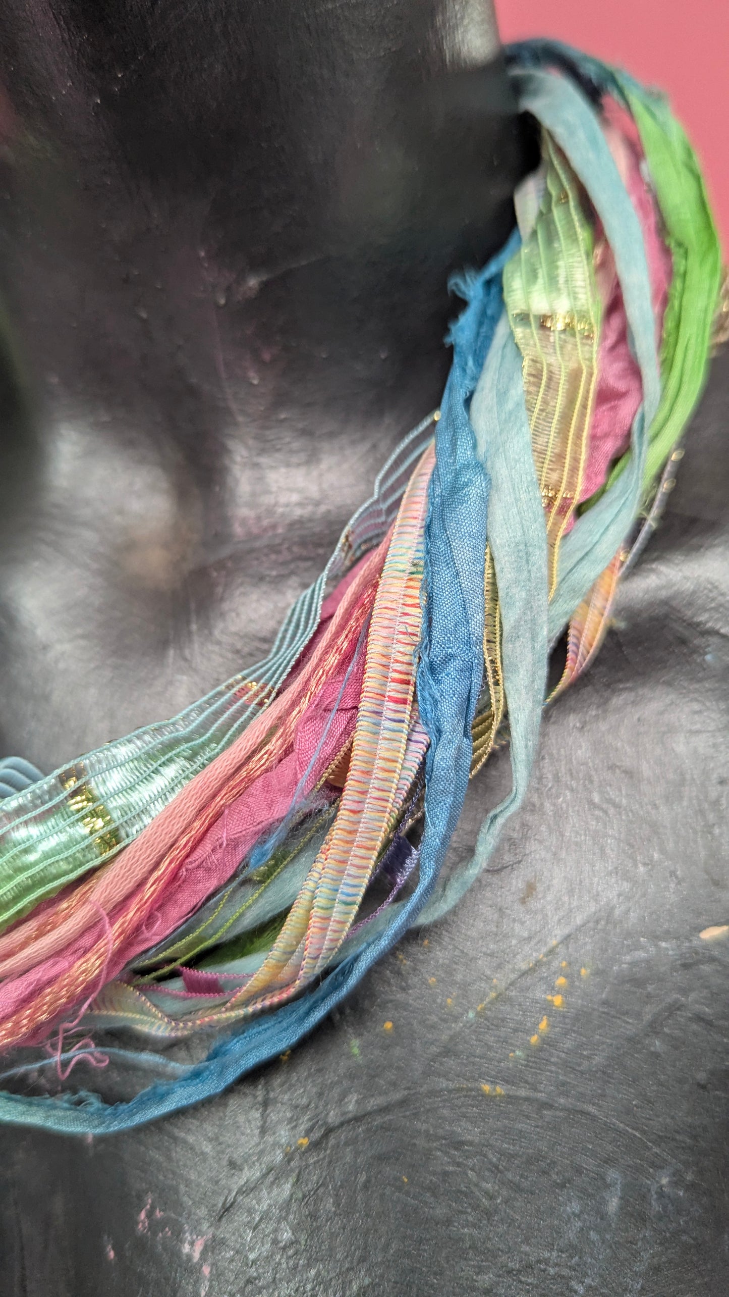 Silk Yarn Necklace in Spring