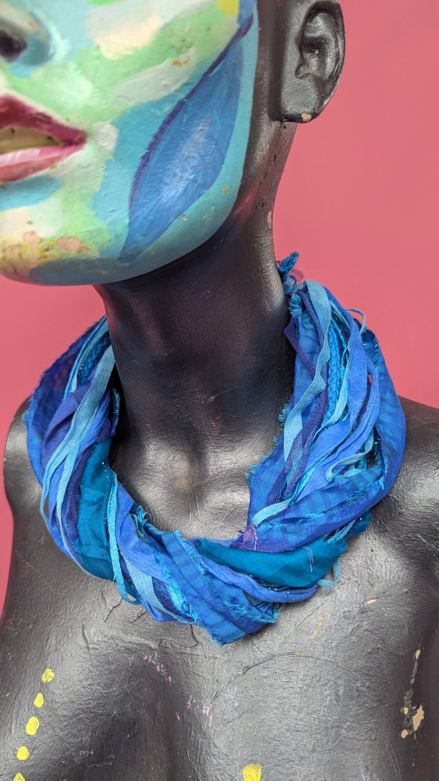 Silk Yarn Necklace in Turquoise