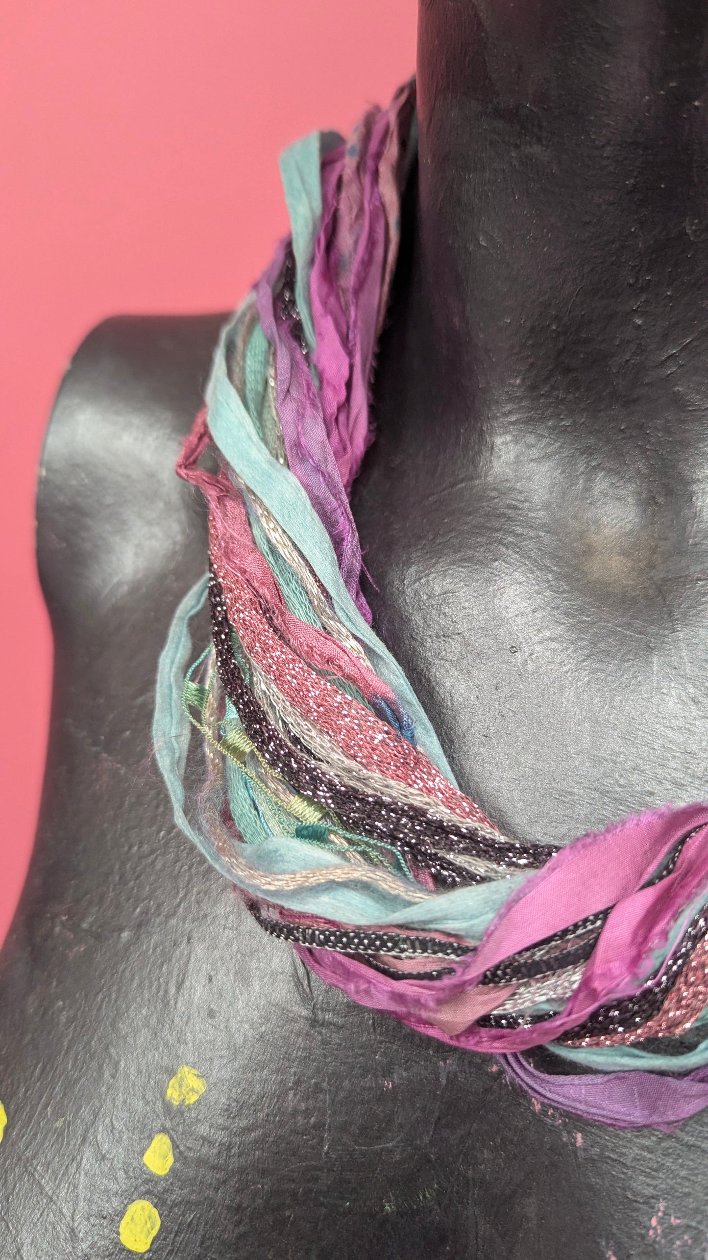 Silk Yarn Necklace in Purple Shimmer
