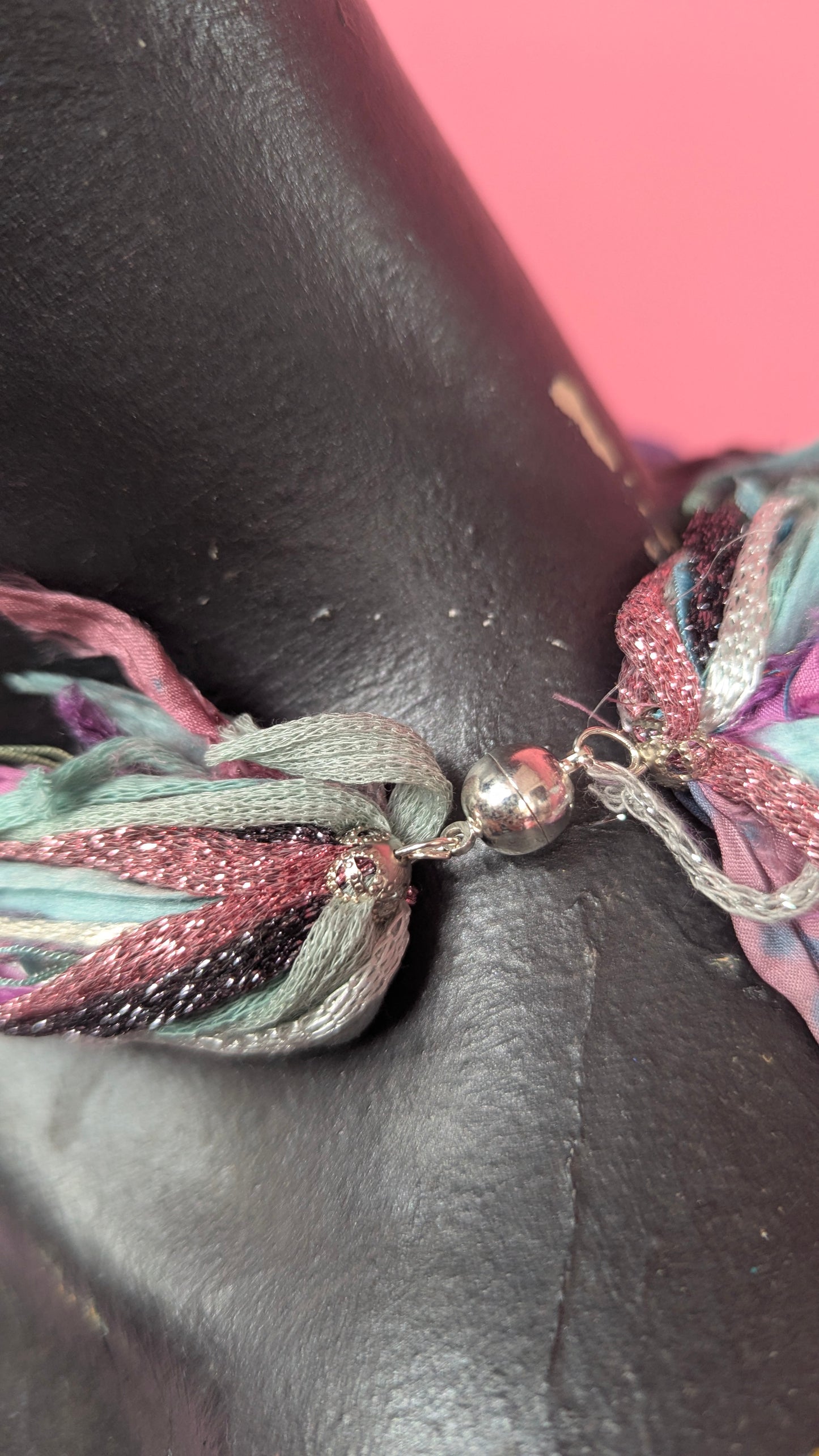 Silk Yarn Necklace in Purple Shimmer