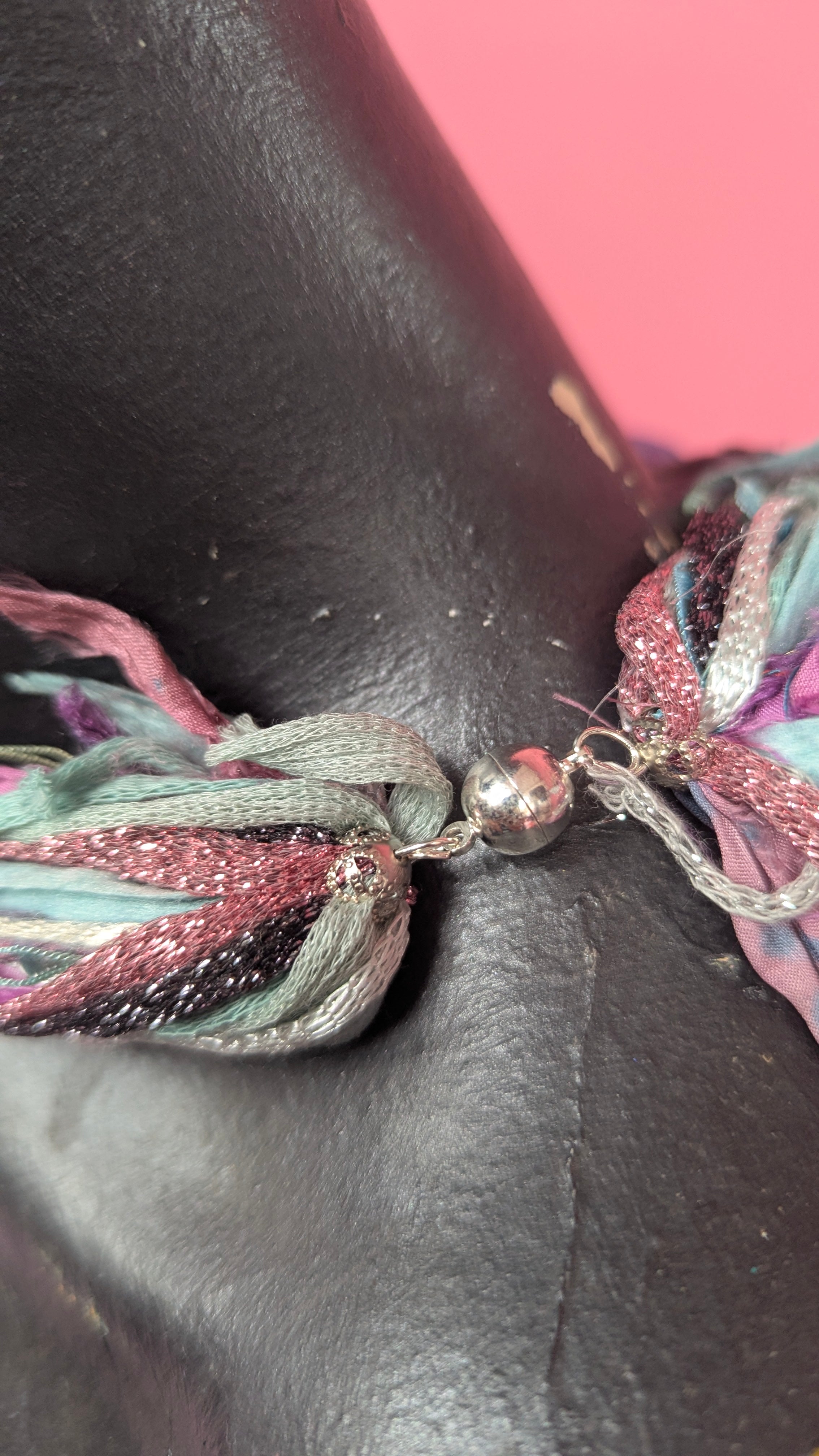 Silk Yarn Necklace in Sunset Shimmer - Megan Crook