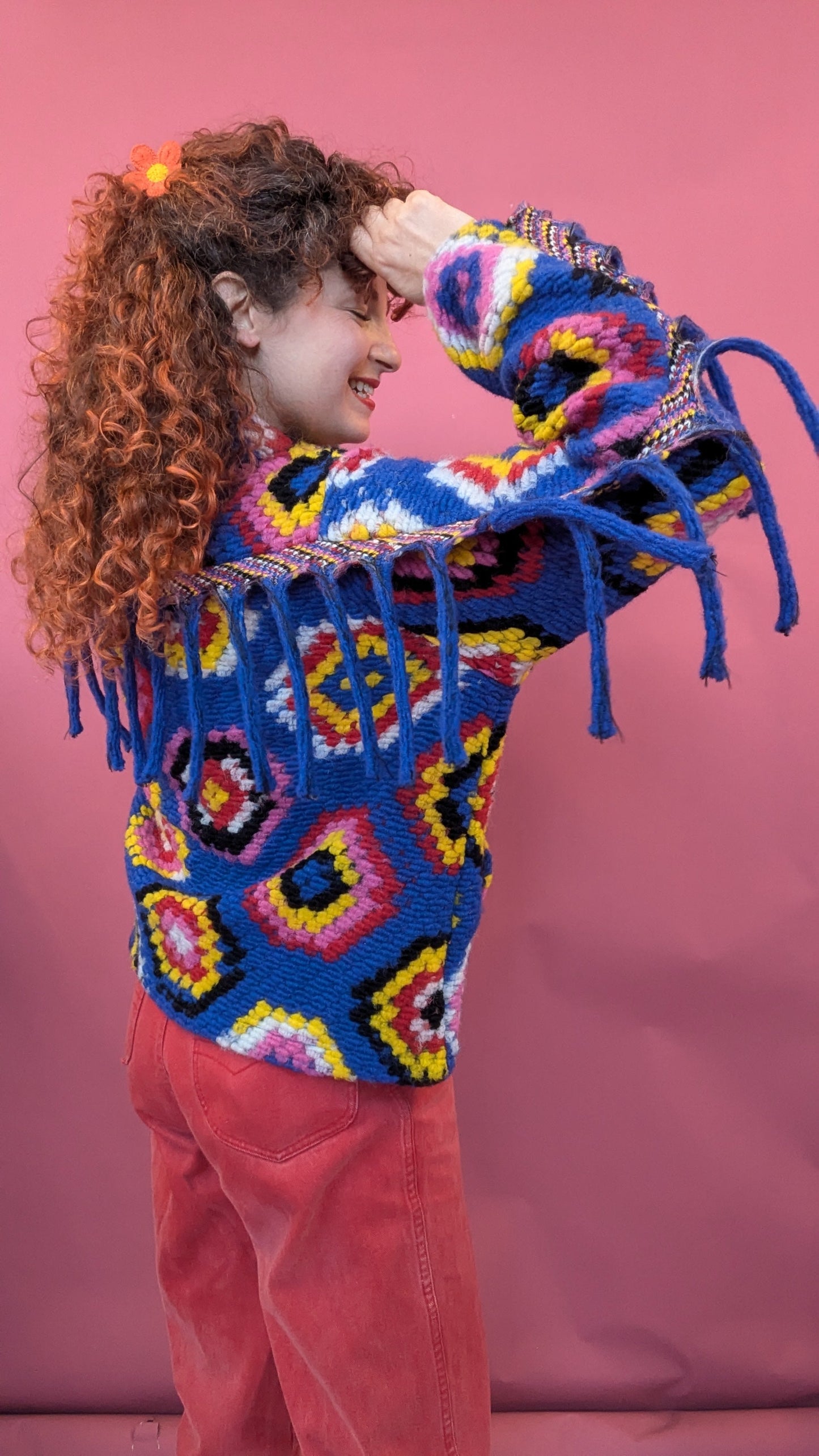 Trophy Jacket in Blue Crochet