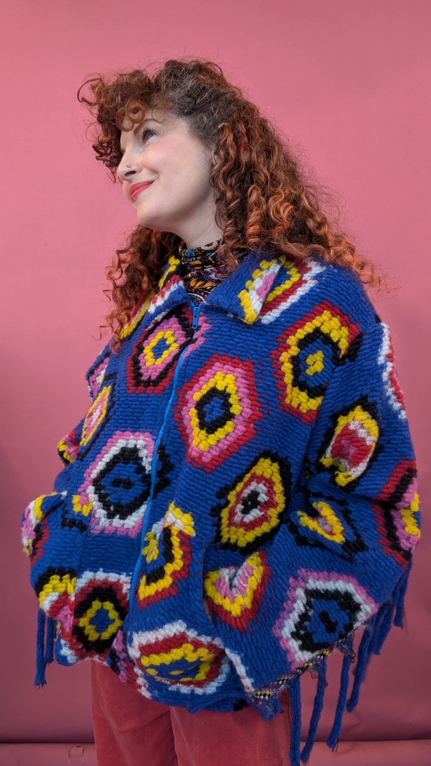 Trophy Jacket in Blue Crochet