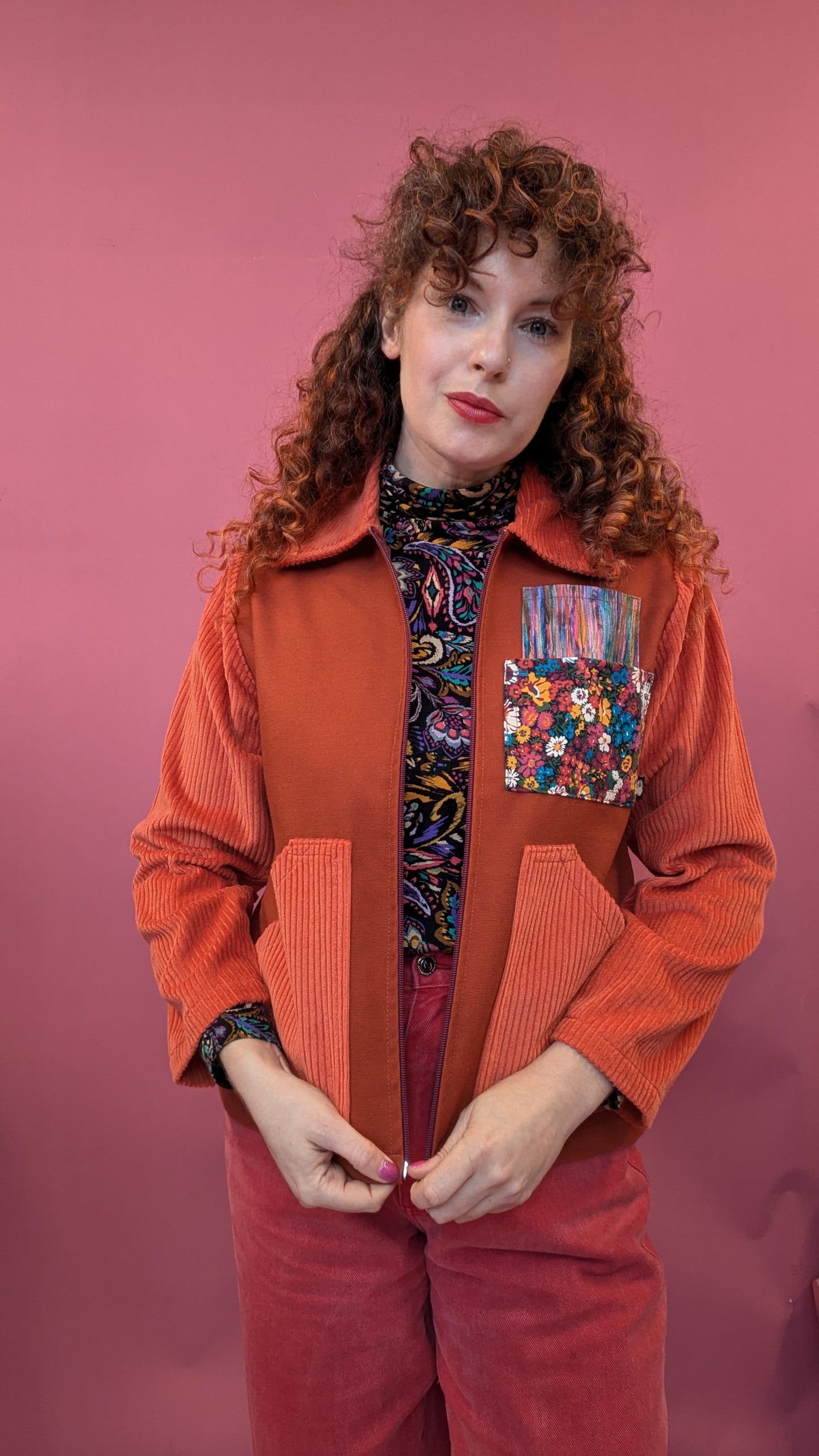 Liberty Patch Pocket Box Jacket in Orange