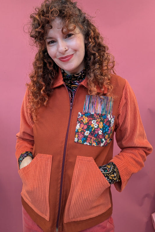 Liberty Patch Pocket Box Jacket in Orange