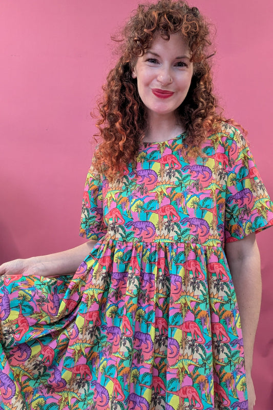Smock Dress in Dazzling Dino's