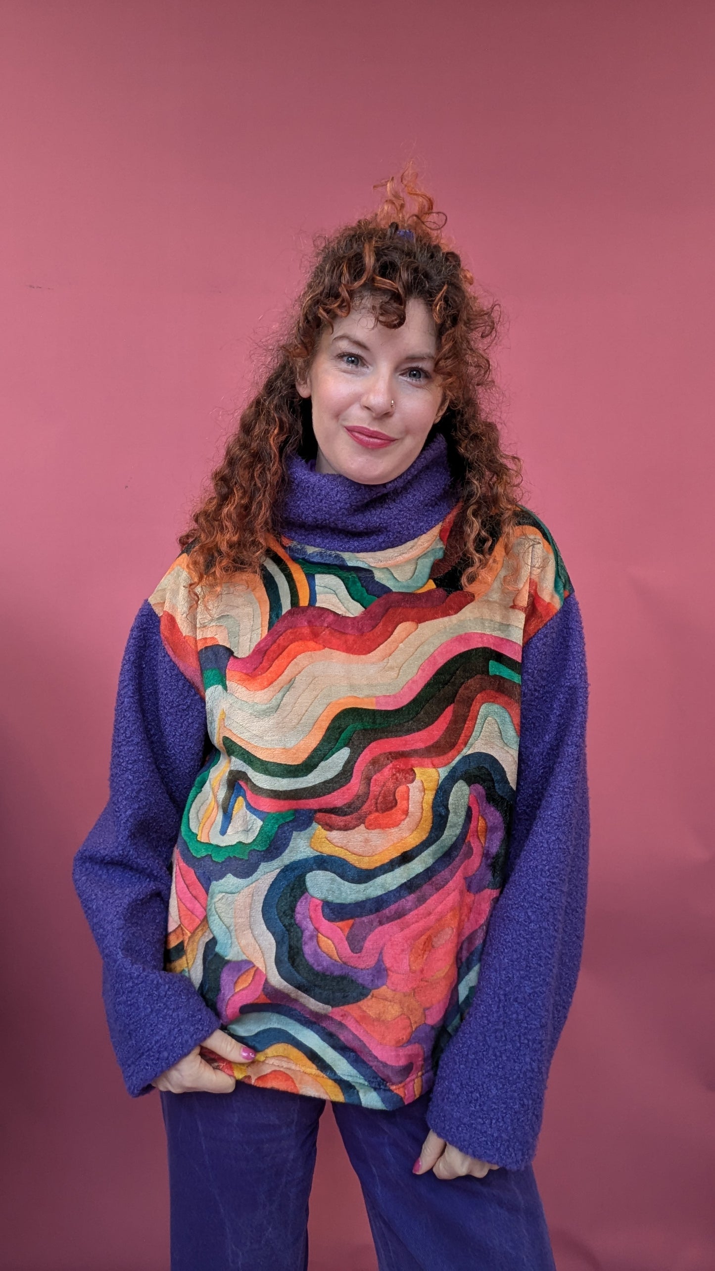 * Rainbow Tapestry Boucle Pullover