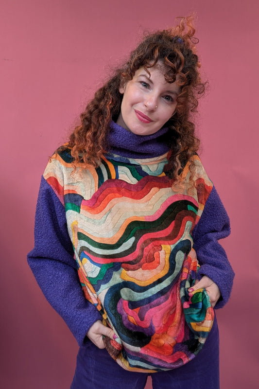 * Rainbow Tapestry Boucle Pullover