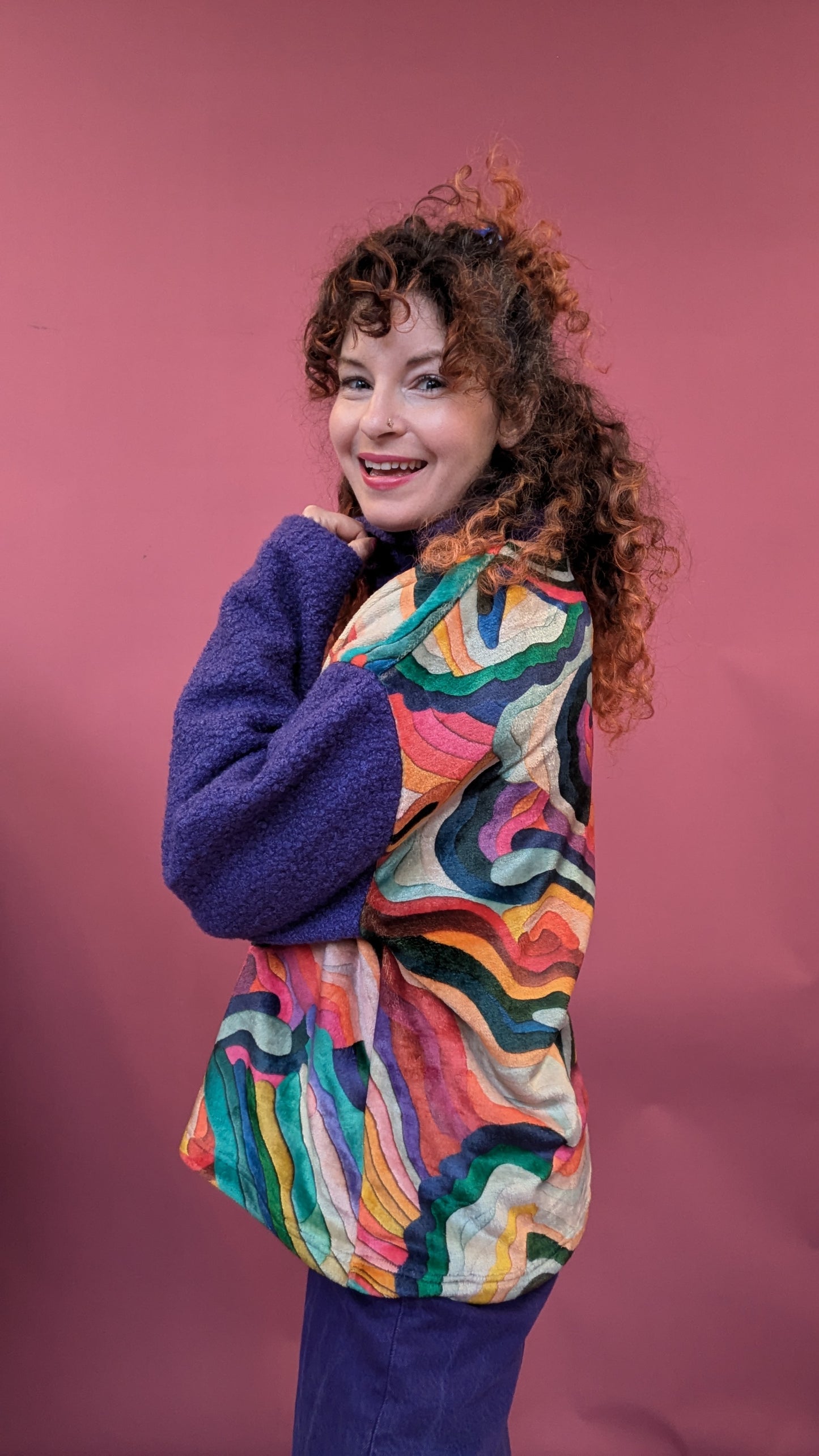 * Rainbow Tapestry Boucle Pullover