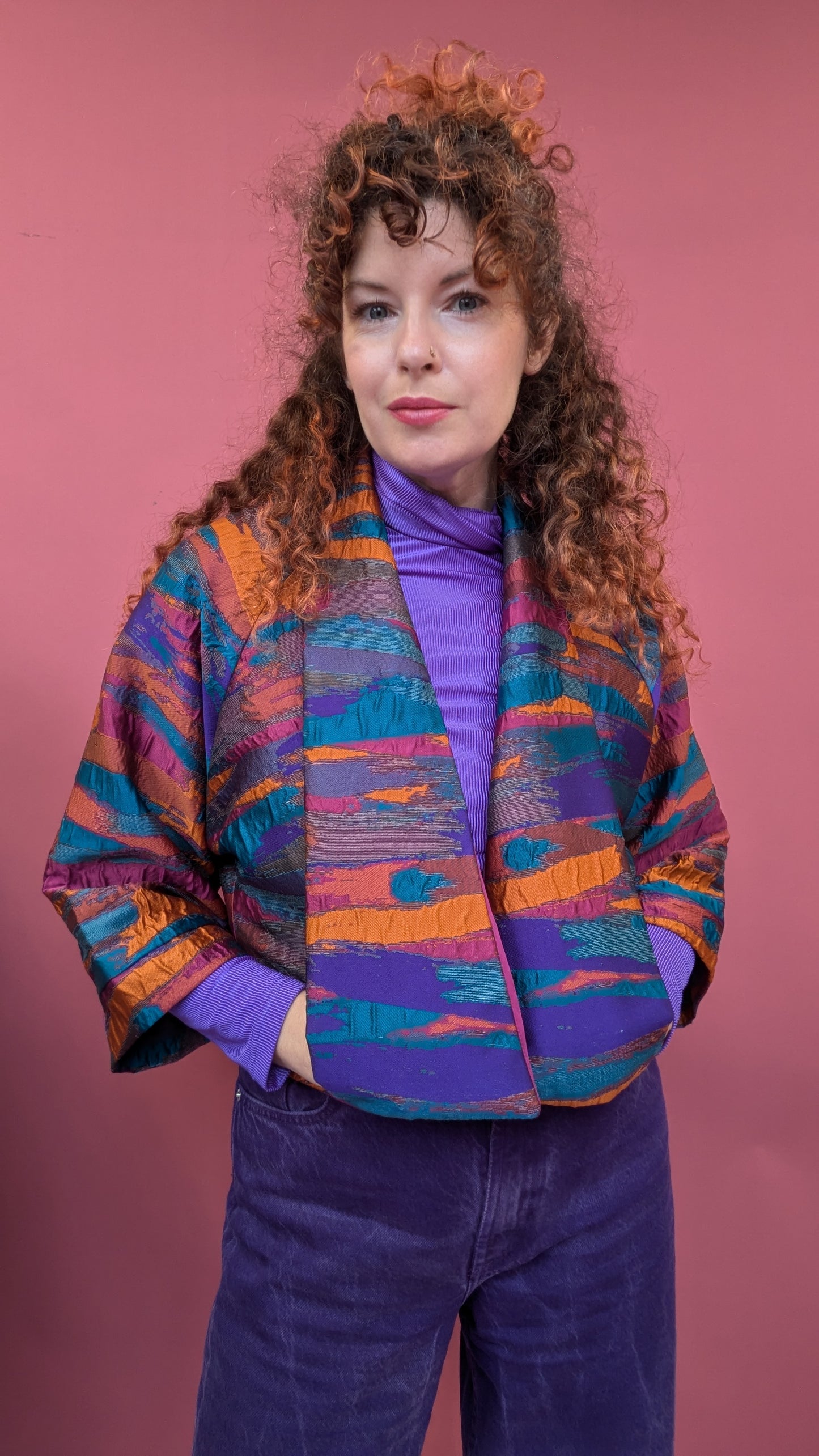 Cropped Kimono Jacket in Jewel Palette