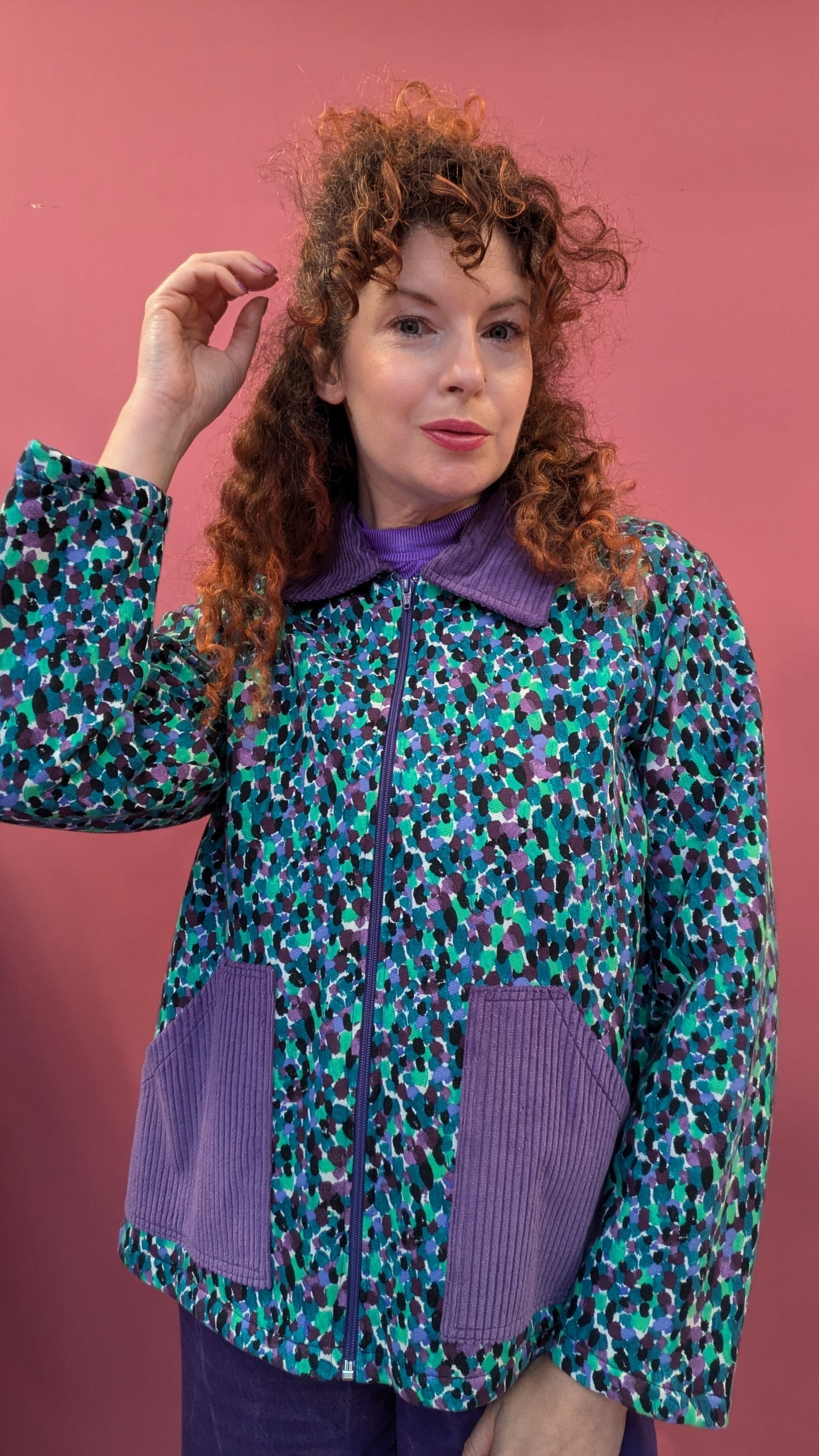 Liberty Cord Clash Box Jacket in Multi Dot