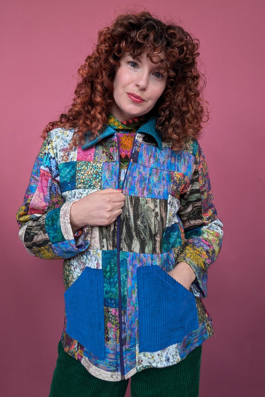 Liberty Patchwork Box Jacket in Cool Tones