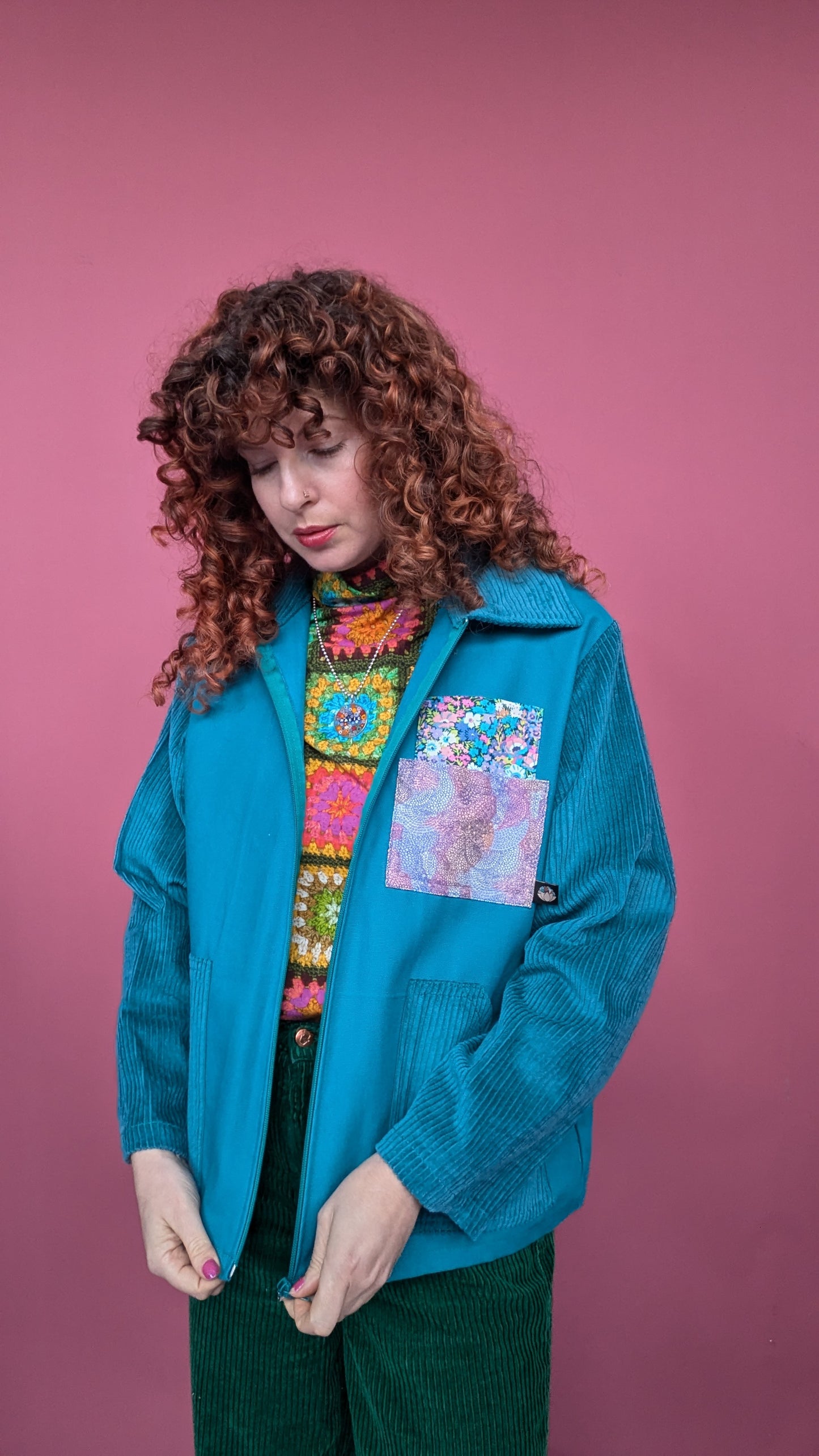 Liberty Patch Pocket Box Jacket in Aqua