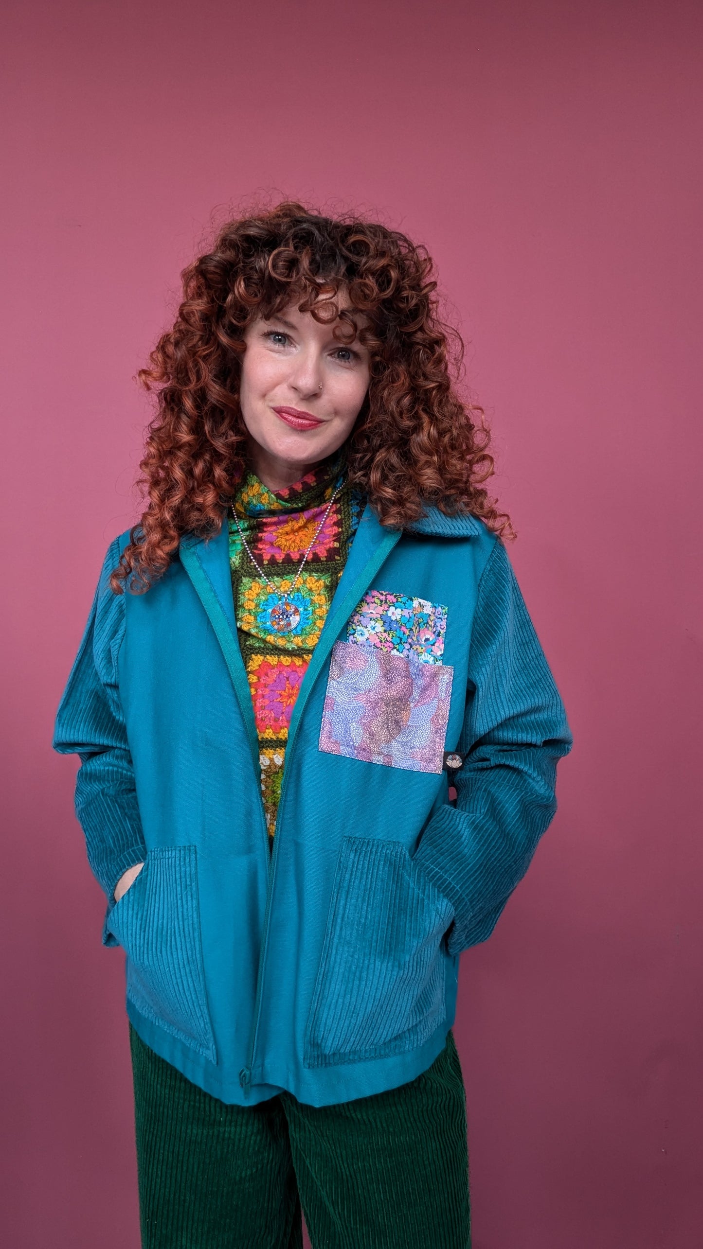 Liberty Patch Pocket Box Jacket in Aqua