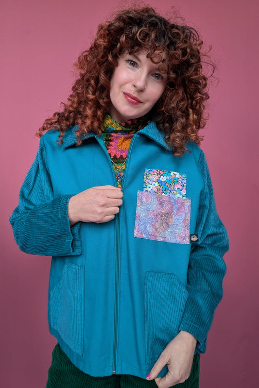 Liberty Patch Pocket Box Jacket in Aqua