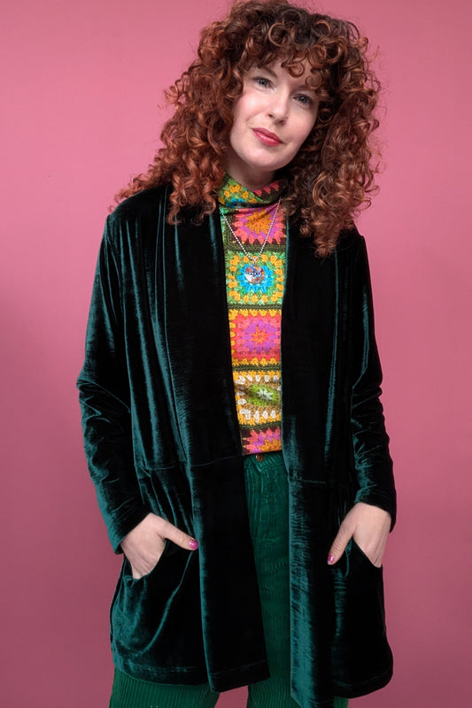 Velvet Jacket in Bottle Green