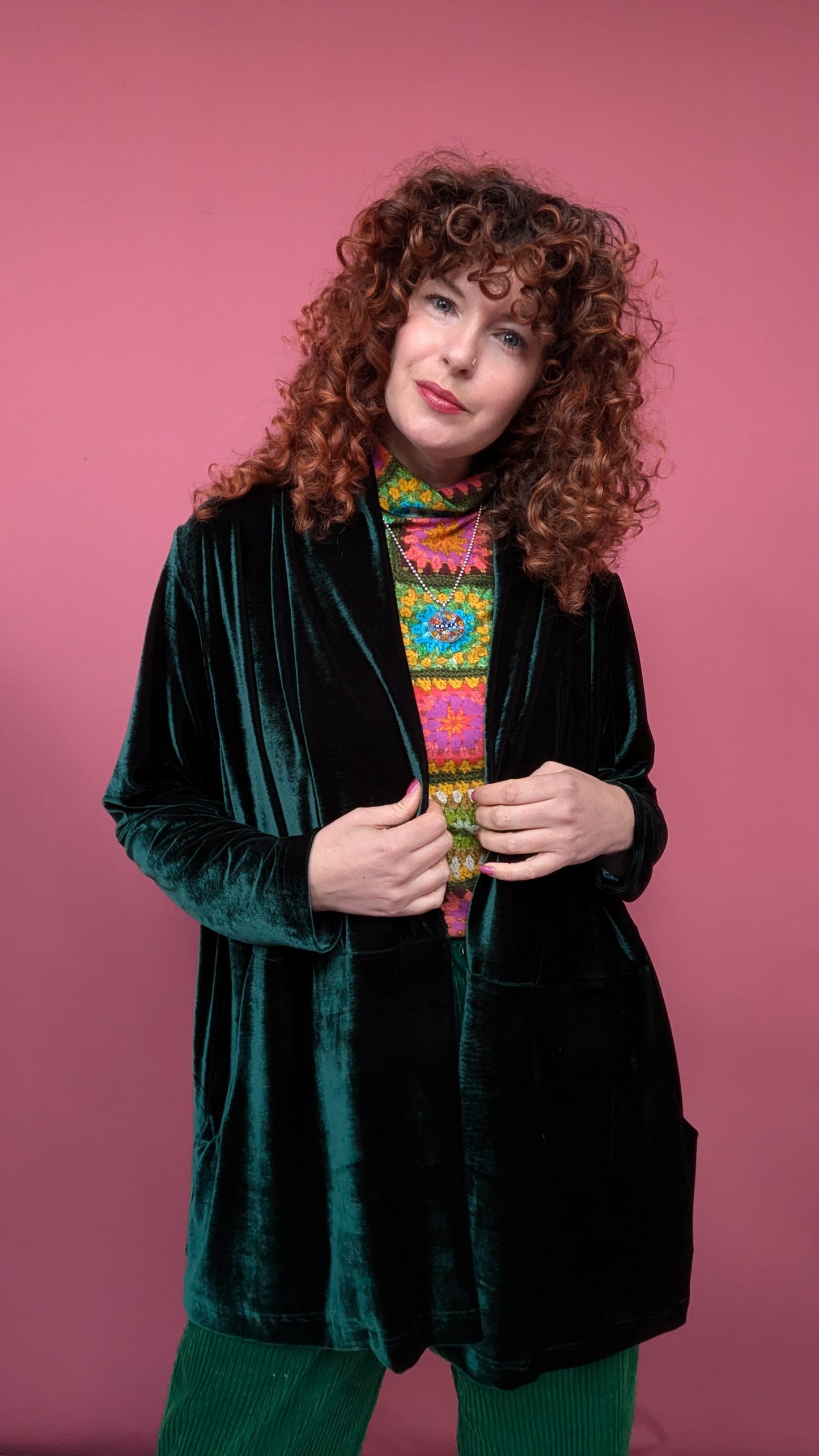 Velvet Jacket in Bottle Green
