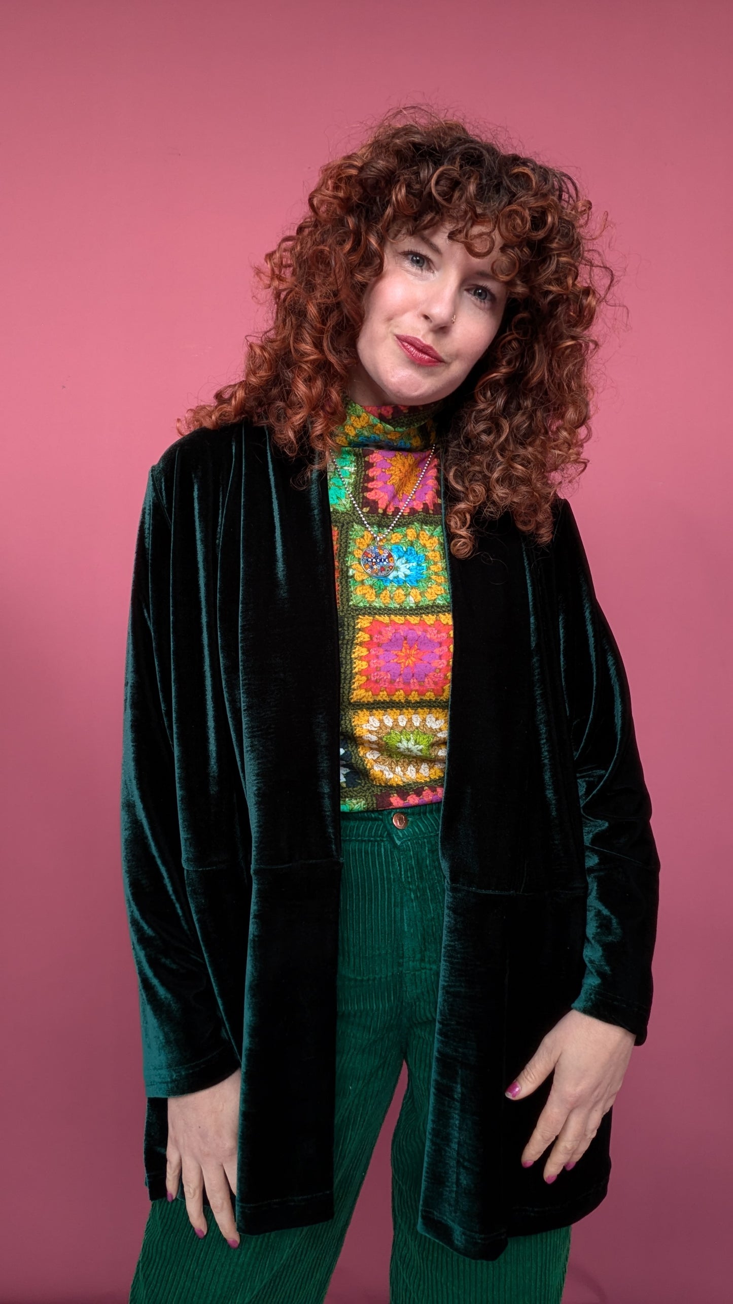 Velvet Jacket in Bottle Green