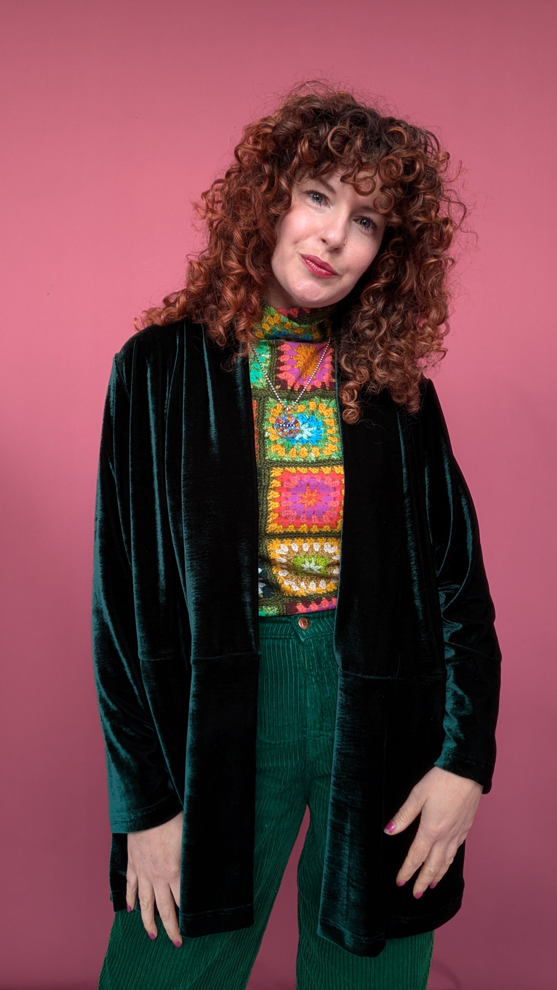 Velvet Jacket in Bottle Green - Megan Crook