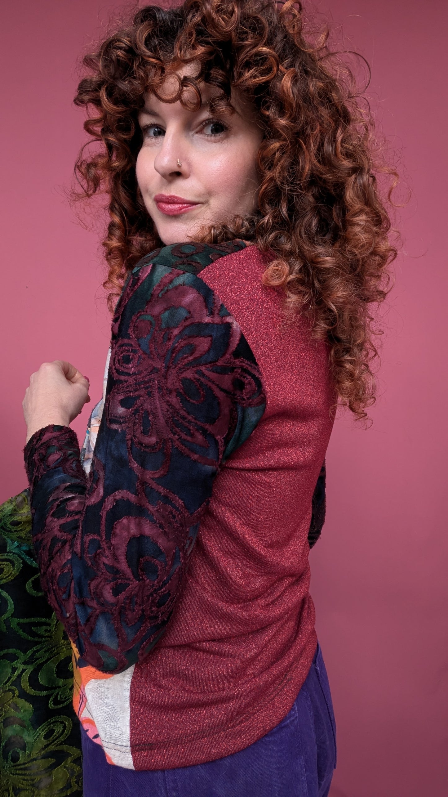 Long Sleeve Top in Patchwork Jersey