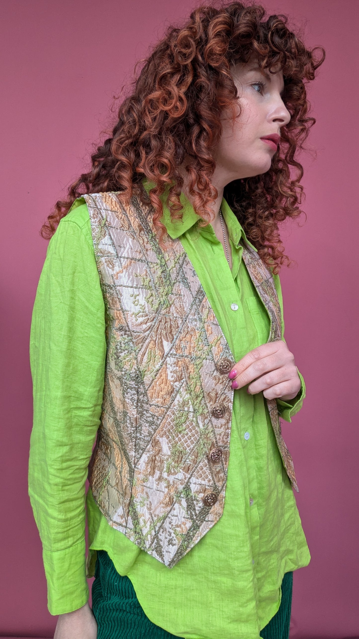 Lined Waistcoat in Lichen