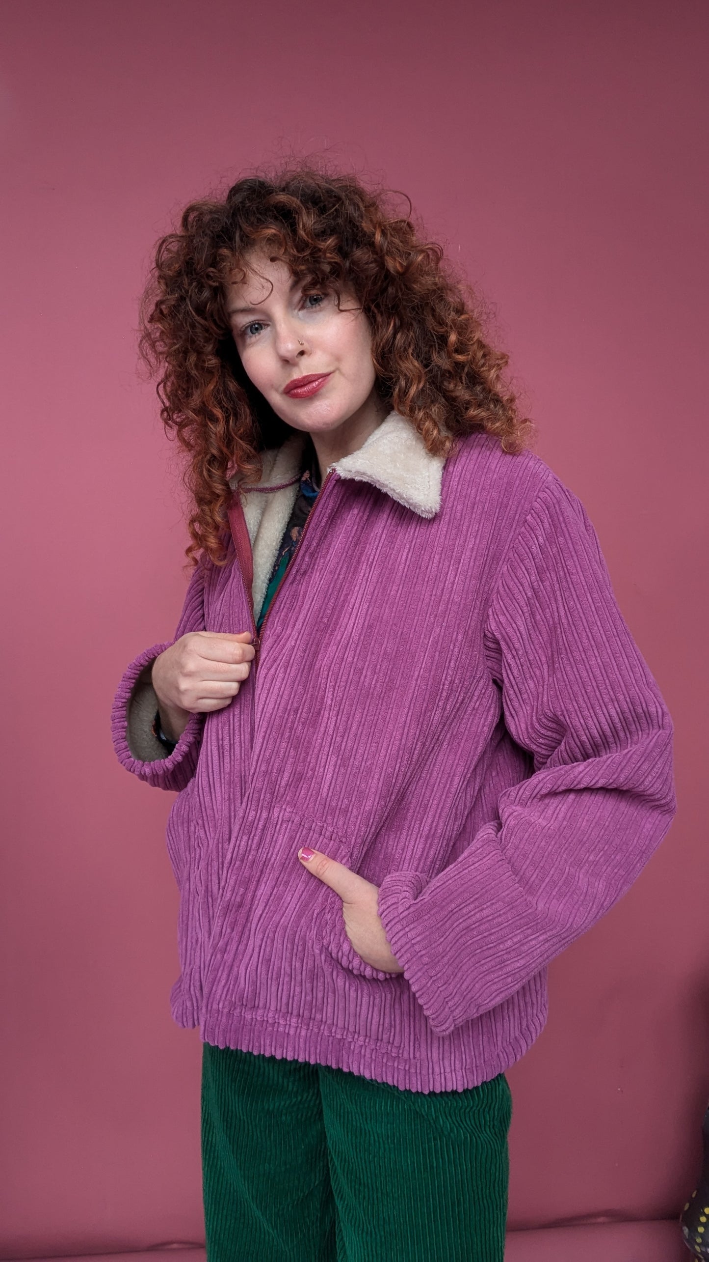 * Box Jacket in Fur Lined Cosy Corduroy - Sample