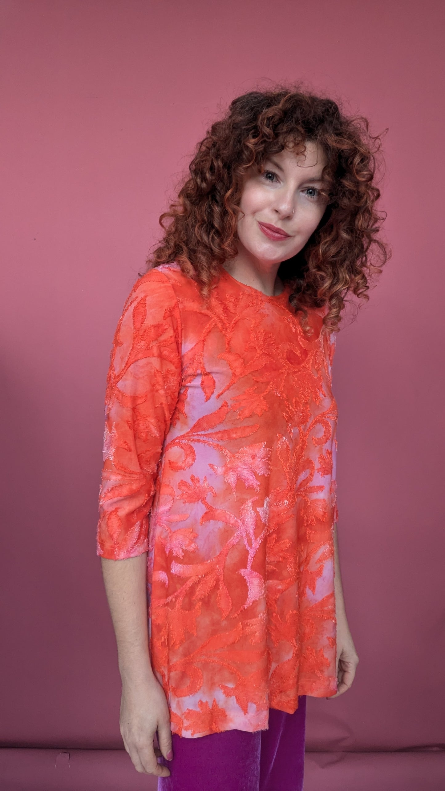 Swing Tunic in Pink and Orange Burnout