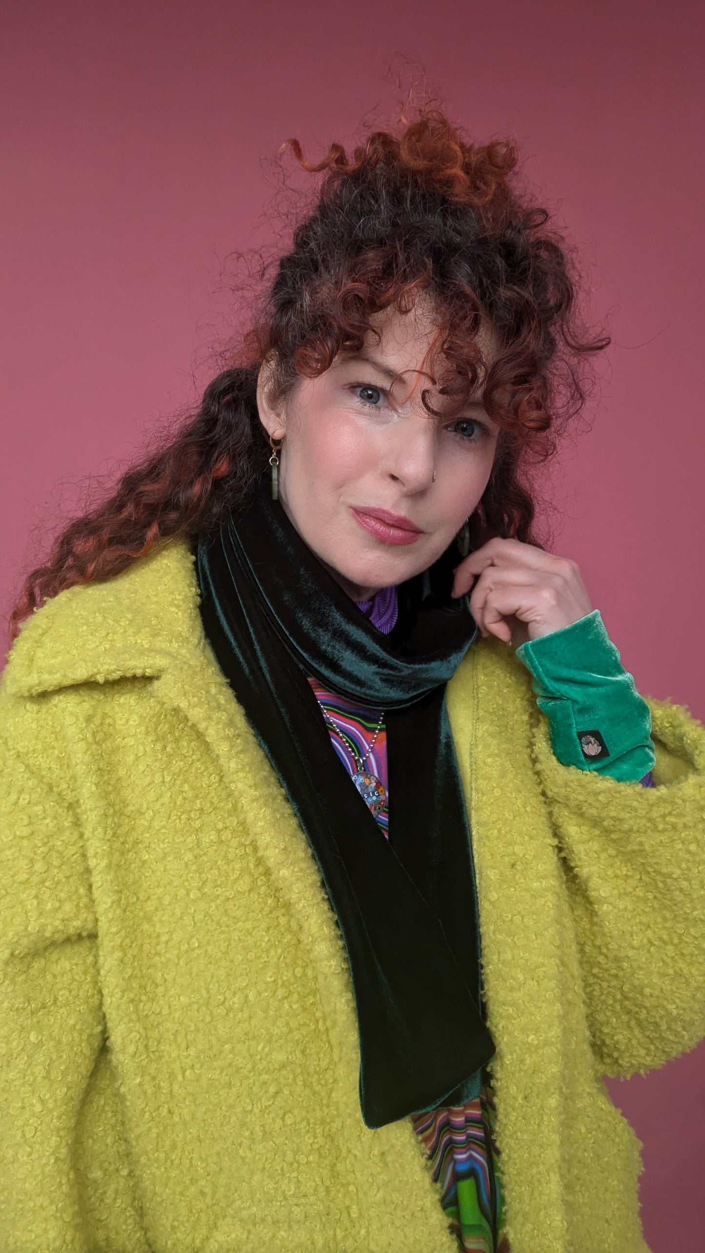 Plain Velvet Scarf in Bottle Green