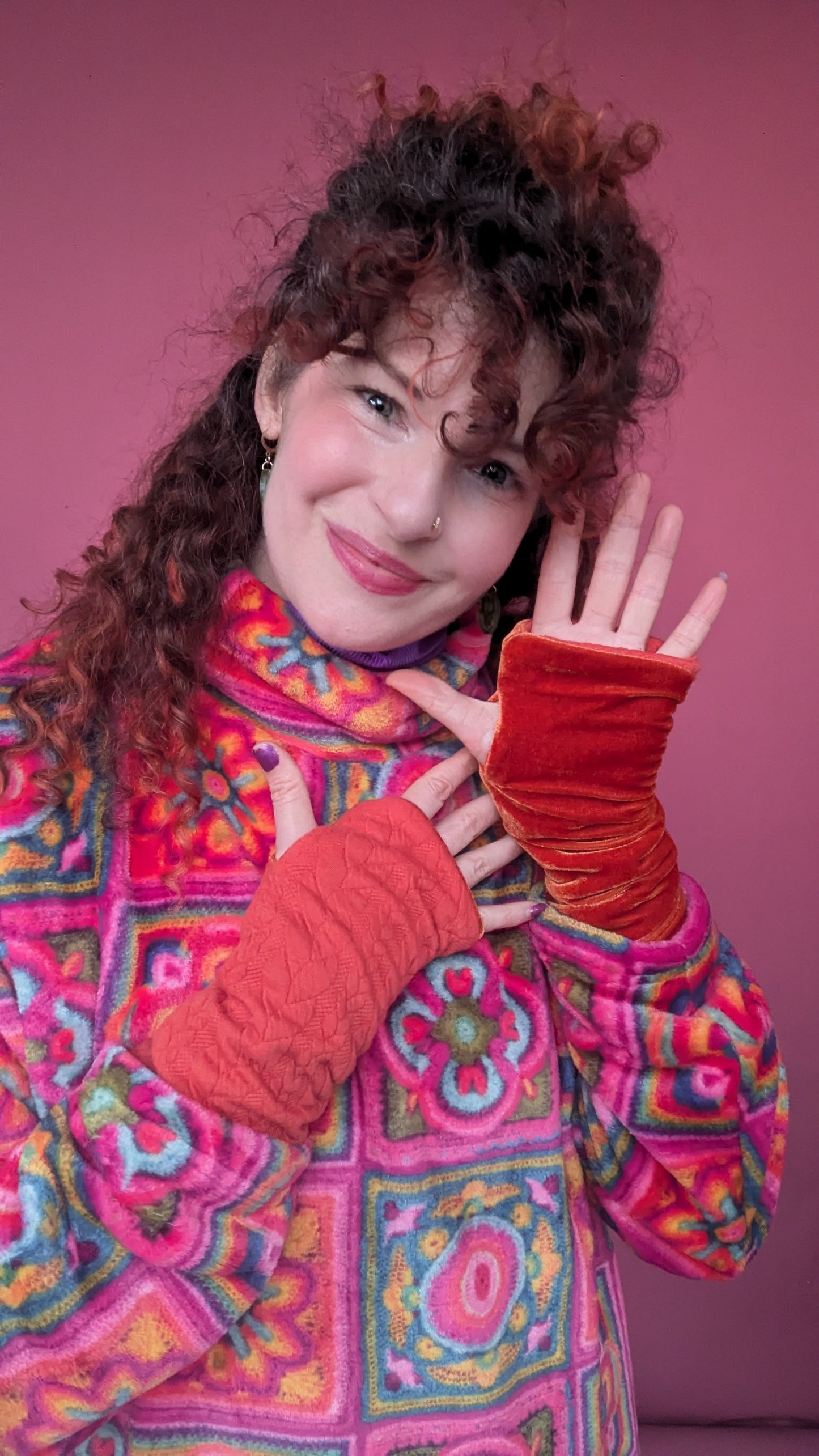 Reversible Hand Warmers in Burnt Orange