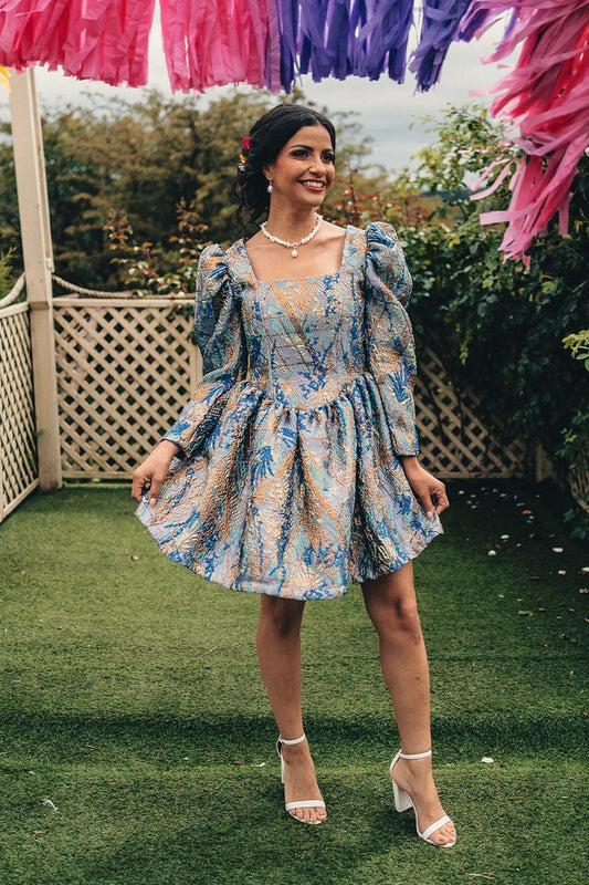 Square Bodice Dress in Ocean Breeze