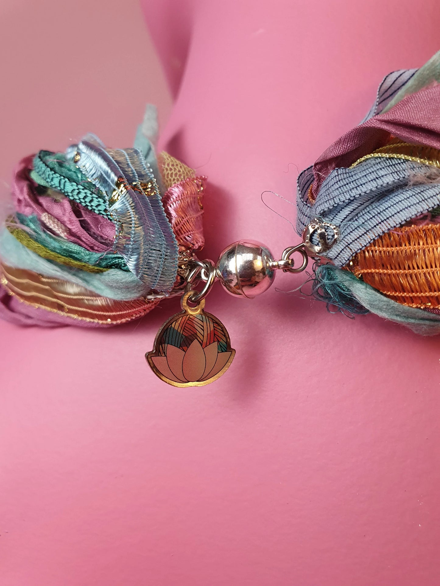 Silk Yarn Necklace in Pale Multi