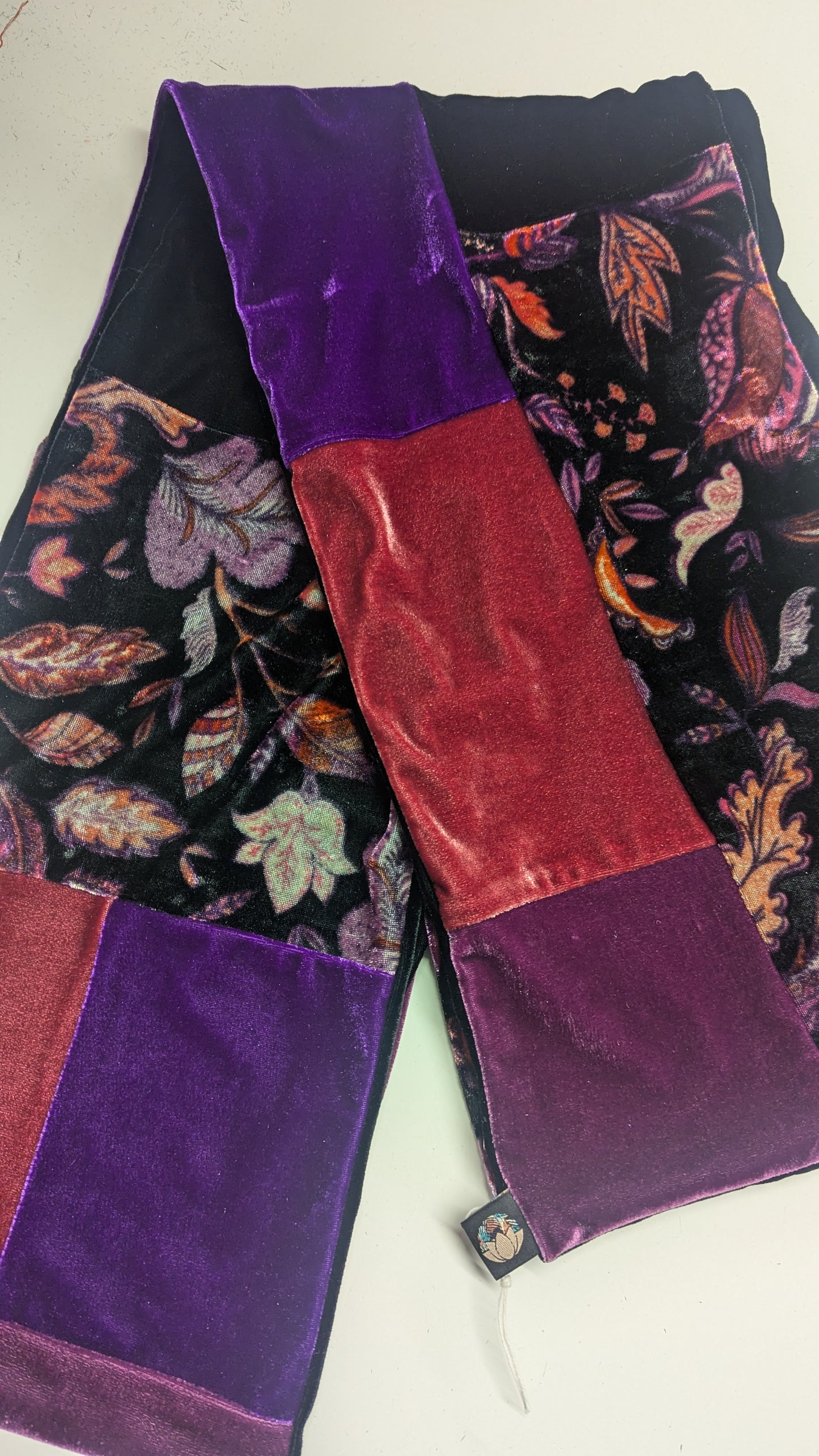 Patchwork Velvet Scarf in Pink/Teal +1 Colourway