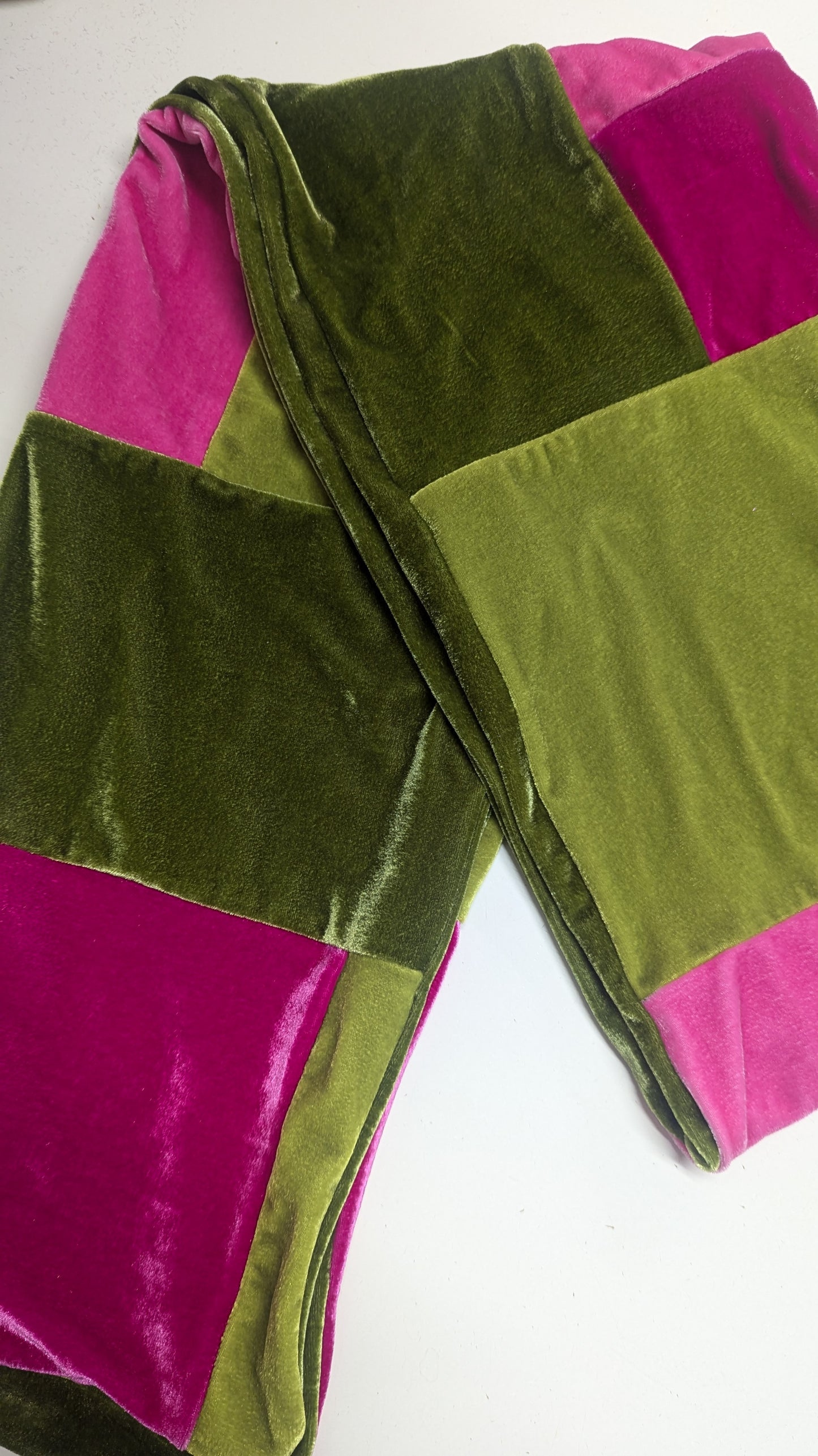 Patchwork Velvet Scarf in Green +1 Colourway