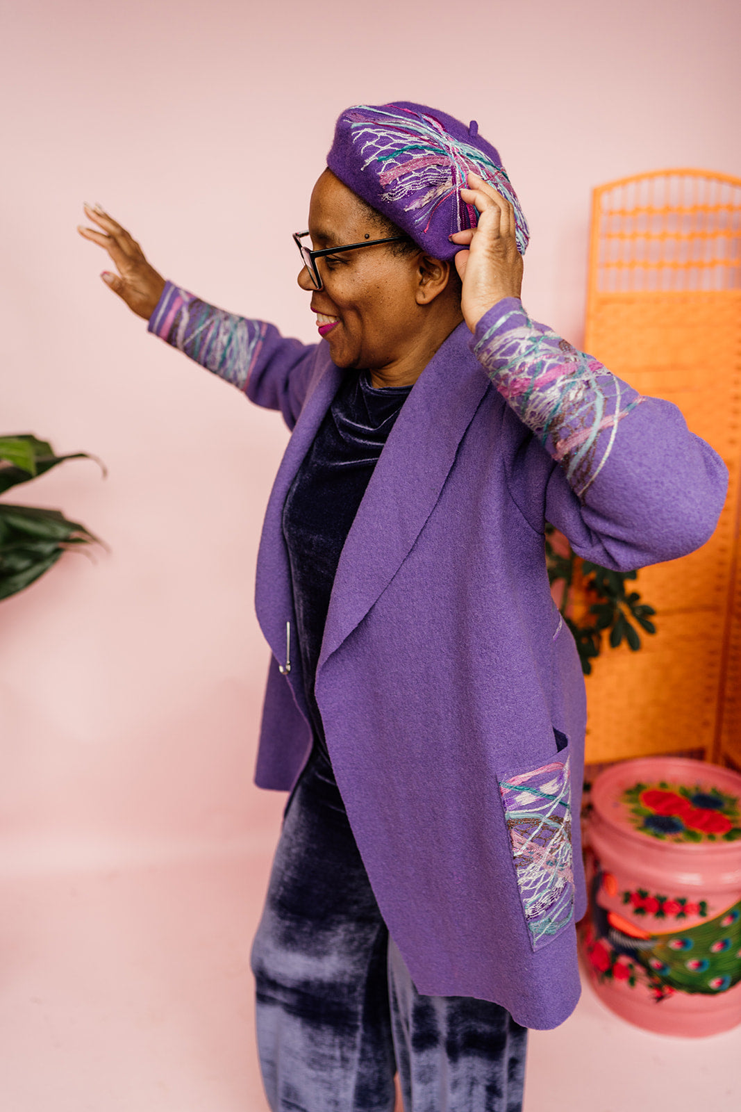 Embellished Beret in Purple