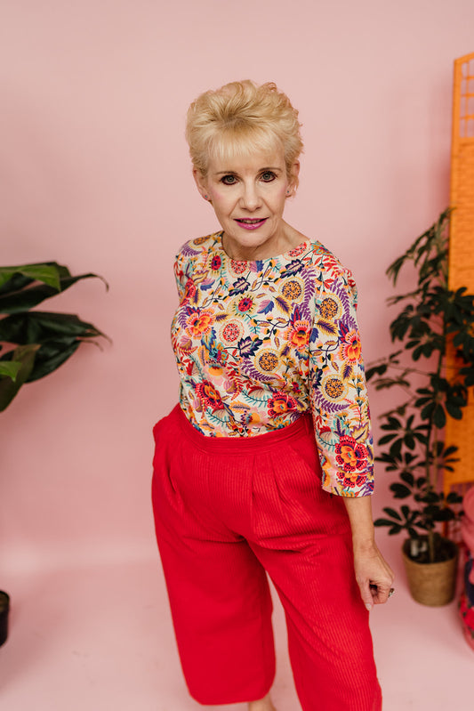 SALE - 3/4 Sleeve Top in New Floral XL