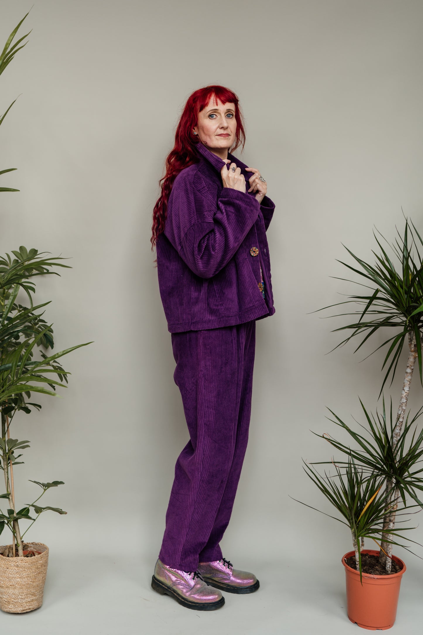 SALE Corduroy Cropped Chore Jacket in Purple 2XL