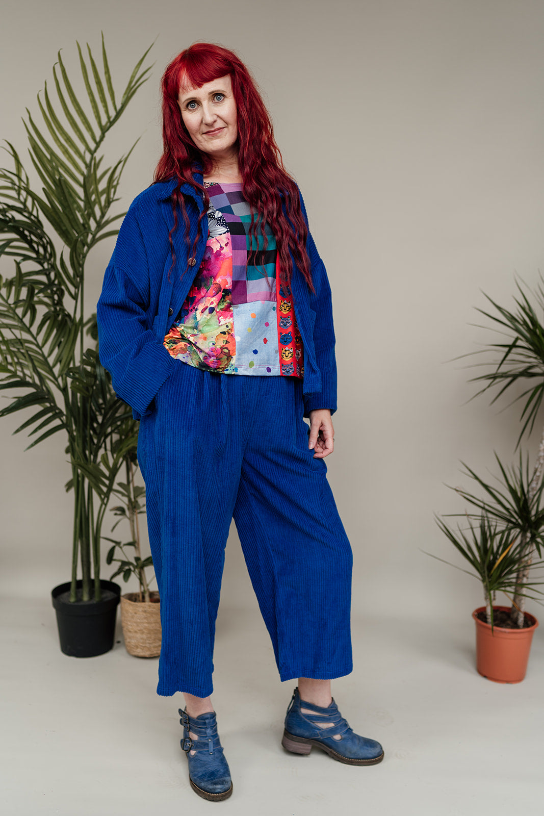 SALE Corduroy Cropped Chore Jacket in Royal Blue 2XL