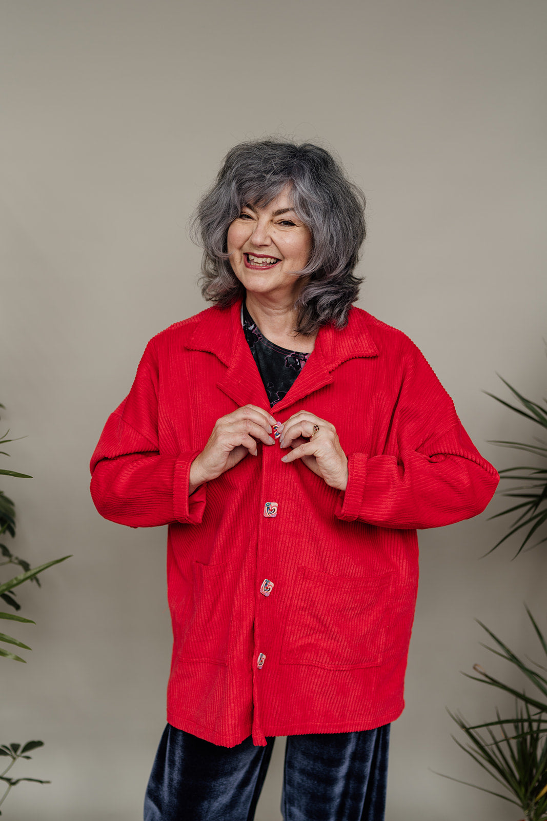 Corduroy Long Chore Jacket in Red