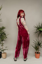 Load image into Gallery viewer, Velvet Dungaree Jumpsuit in Dusty Rose