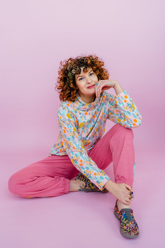 SALE - Sweatpants in Pastel Pink Abstract Paint