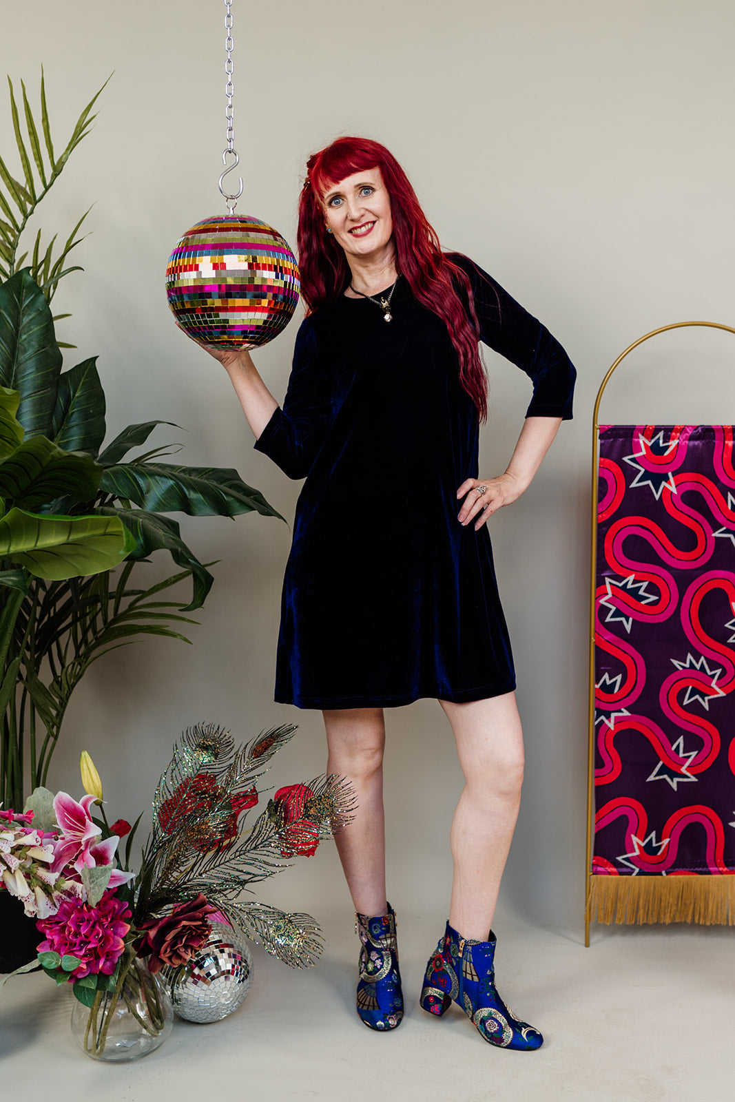 Velvet Swing Dress in Midnight - Megan Crook