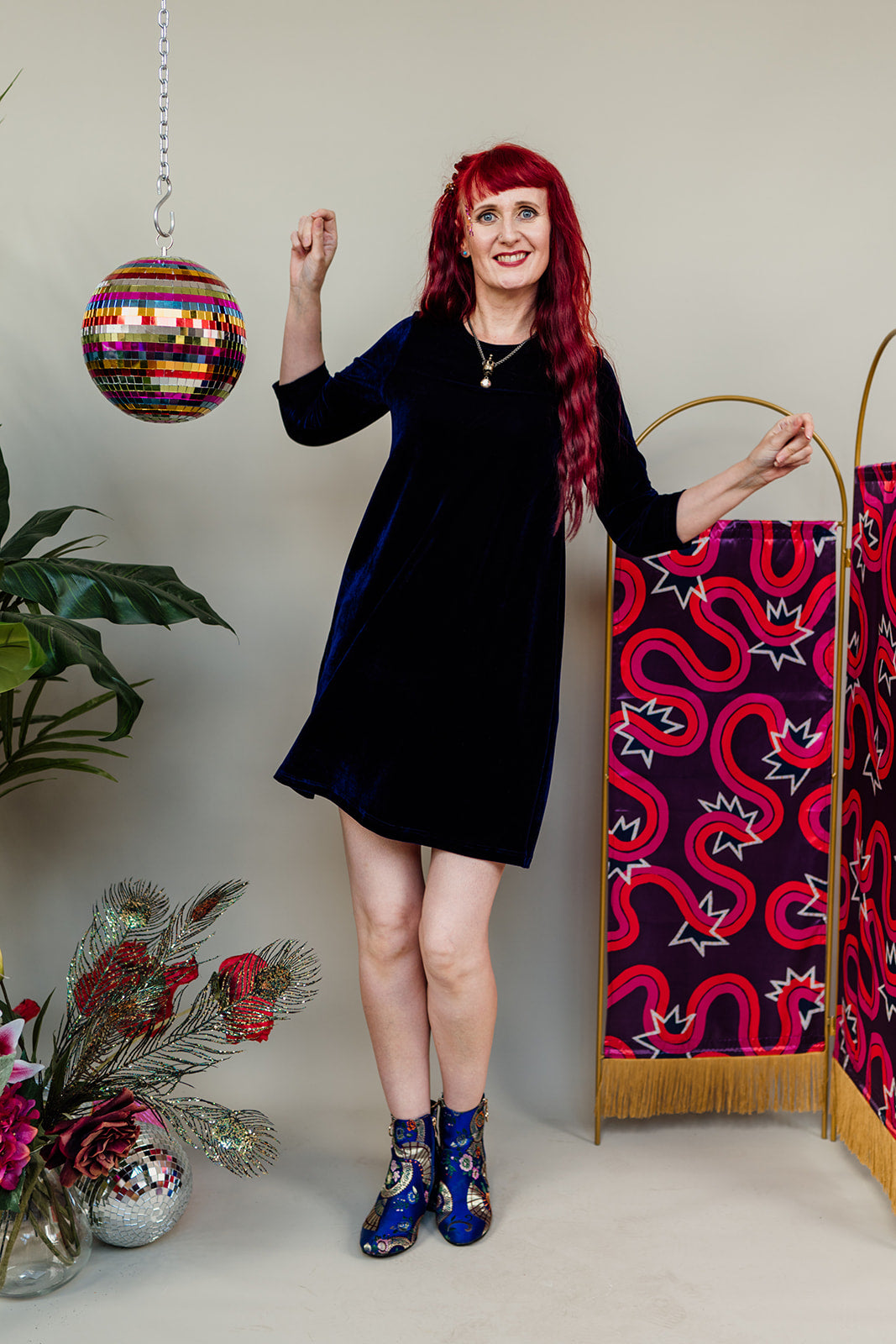 Velvet Swing Dress in Midnight - Megan Crook