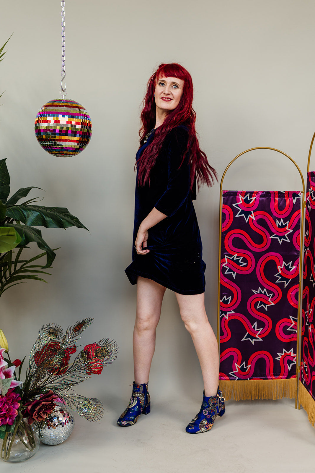 Velvet Swing Dress in Midnight - Megan Crook