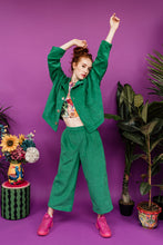 Load image into Gallery viewer, Corduroy Cropped Chore Jacket in Emerald Green