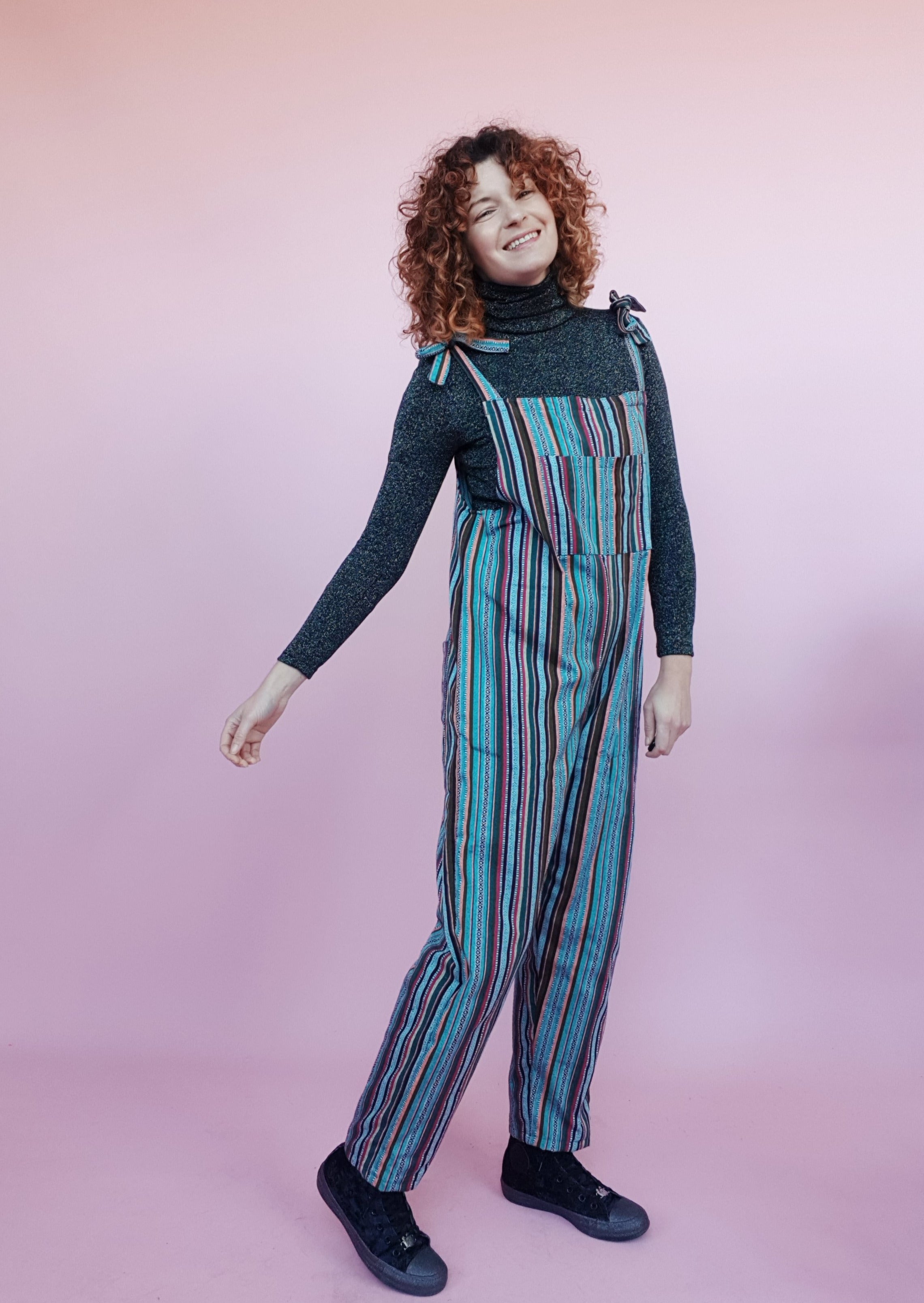 Long Sleeved Turtleneck in Black Lurex - Megan Crook